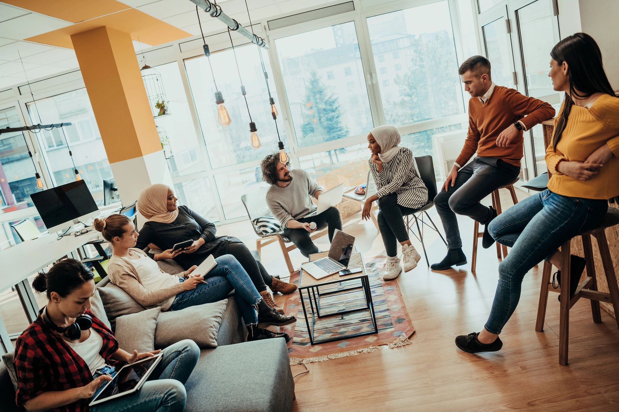 Business people discussing ideas in a conference room